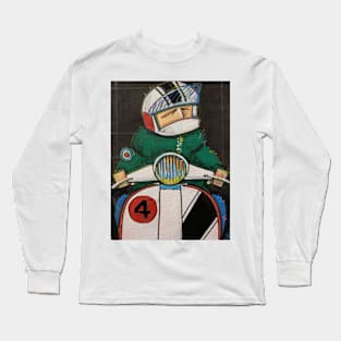 Retro Scooter, Classic Scooter, Scooterist, Scootering, Scooter Rider, Mod Art Long Sleeve T-Shirt